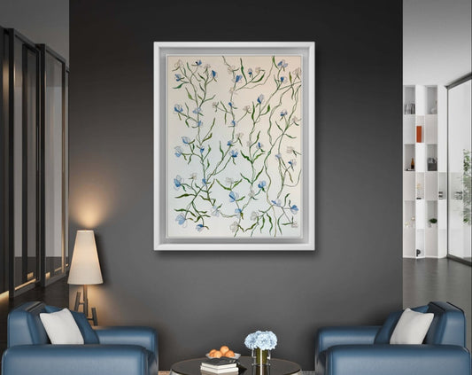 Blue Floral Vine Watercolor Flowers