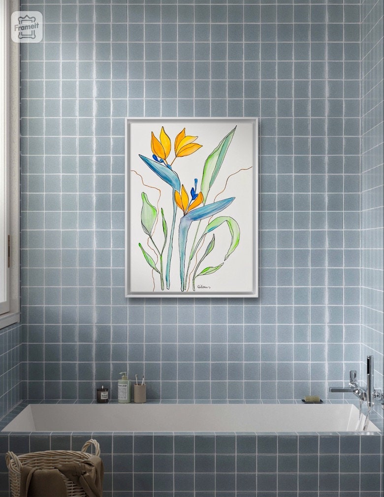 Birds of Paradise Watercolor Flowers