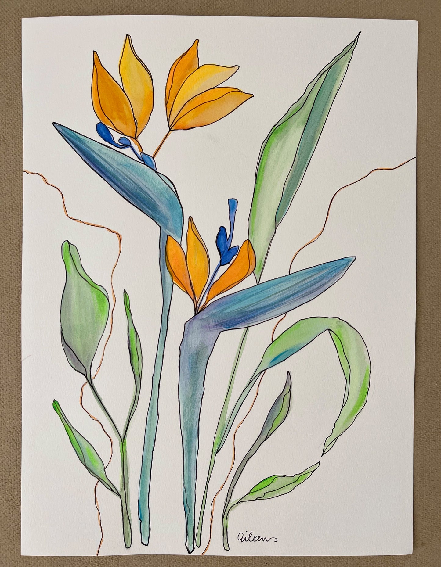 Birds of Paradise Watercolor Flowers